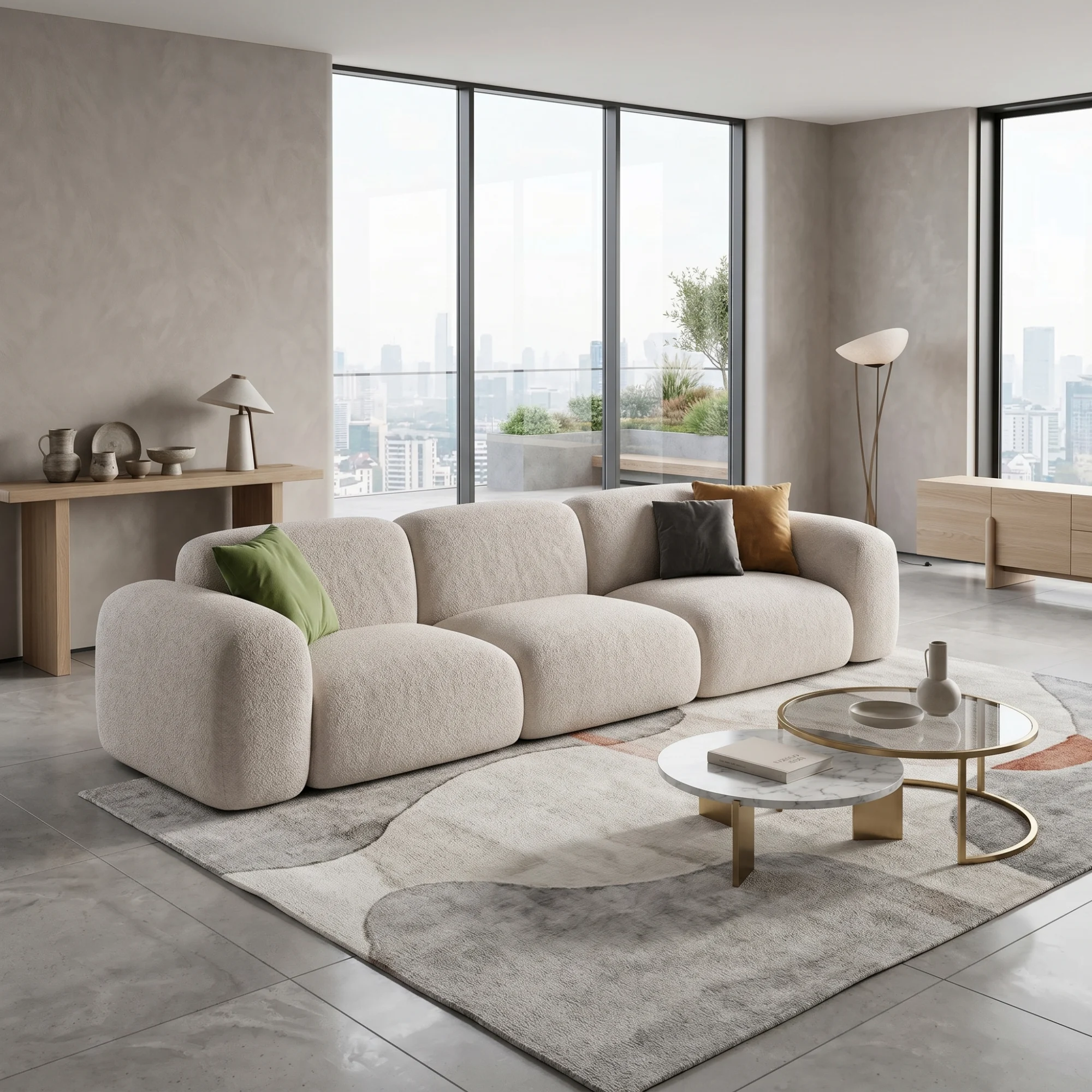 comfortable-beige-three-seater-sofa-1.webp Comfortable Beige Three-Seater Sofa - Image 1