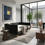 Elegant Black Three-Seater Sofa