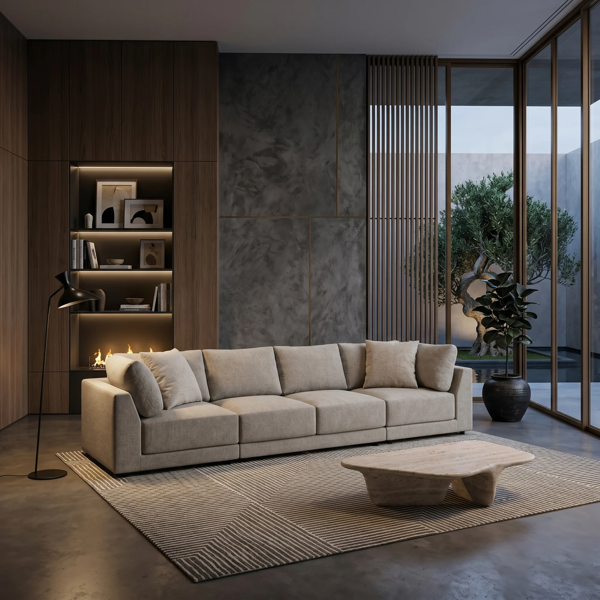 elegant-four-seater-sofa-gray-1.webp Elegant Four-Seater Sofa – Gray - Image 1