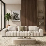 Elegant Off-White Three-Seater Sofa