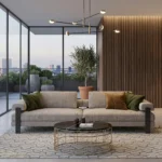 Luxury Black Three-Seater Sofa with Contemporary Comfort