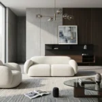 Luxury Bouclé Three-Seater Sofa – Off-White
