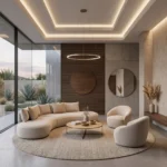 طقم كنب فاخر بتصميم يجمع بين الحداثة والجمال - بلون بيج