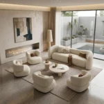 Luxury Off-White Bouclé Sofa Set