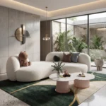 كنبة ثلاثية بتصميم أنيق - لون اوف وايت