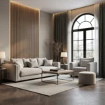 Minimalist Beige Pouf Ottoman – Versatile Comfort & Style